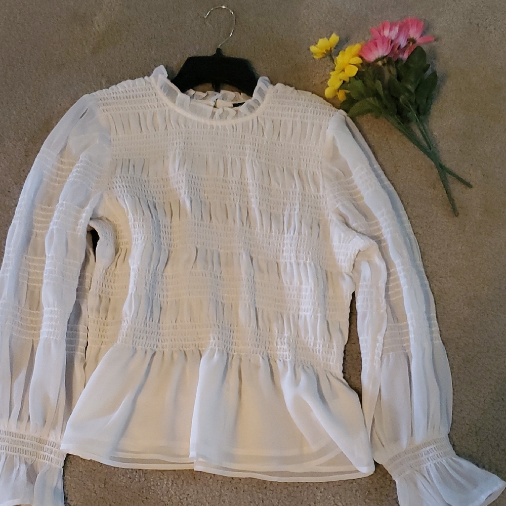 Express Elegant White Women's Ruffle Top
